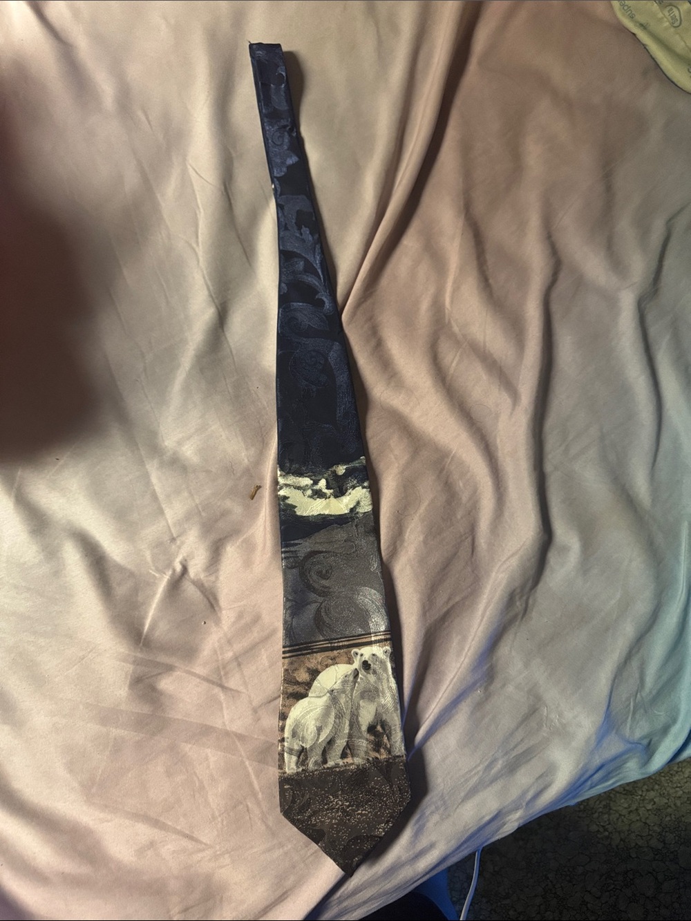 Men's Black & Brown Polar Bear Pattern Tie